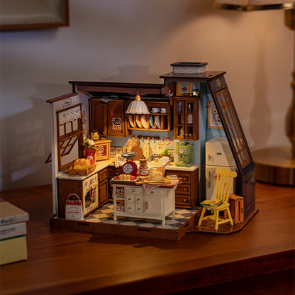 Rolife Mini Dollhouse Kit - DIY 3D Puzzle Baking Kitchen & Book Nook, Creative Craft For Adults Teens, Miniature Model Building, Unique Gift For Women