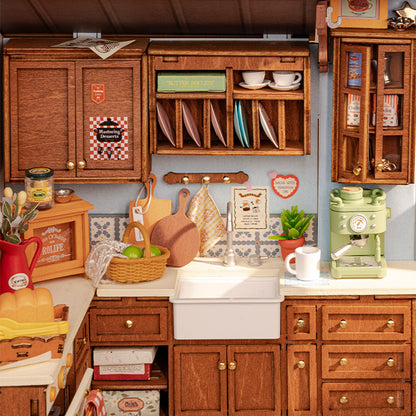 Rolife Mini Dollhouse Kit - DIY 3D Puzzle Baking Kitchen & Book Nook, Creative Craft For Adults Teens, Miniature Model Building, Unique Gift For Women