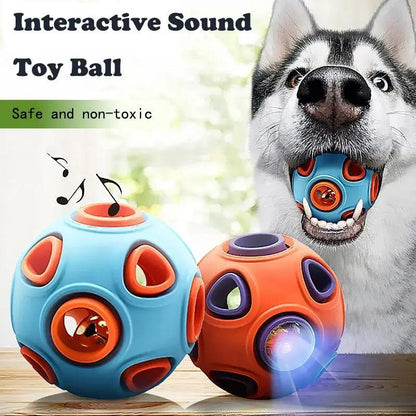 Dog Rubber Ball With Bell Sound, 2-Pack, Interactive Pet Chew Toy For Puppies And Small Dogs