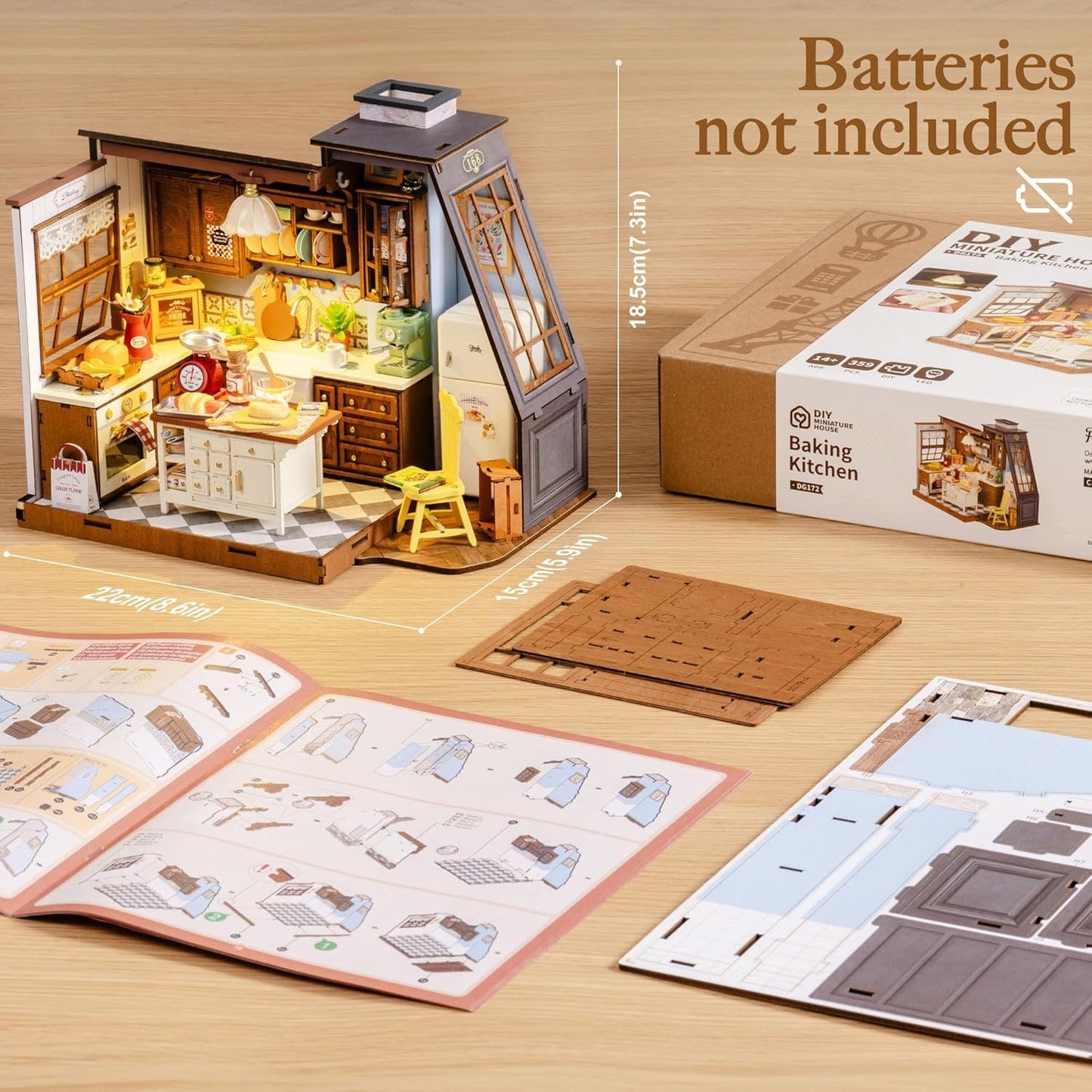 Rolife Mini Dollhouse Kit - DIY 3D Puzzle Baking Kitchen & Book Nook, Creative Craft For Adults Teens, Miniature Model Building, Unique Gift For Women