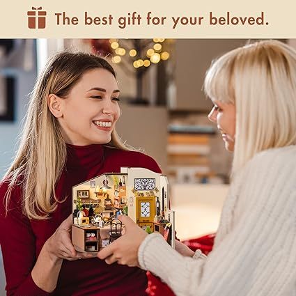 ROBOTIME Rolife Happy Kitchen Dollhouse Minature House DIY Wooden Puzzle With LED Light DG159