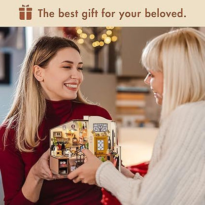 ROBOTIME Rolife Happy Kitchen Dollhouse Minature House DIY Wooden Puzzle With LED Light DG159