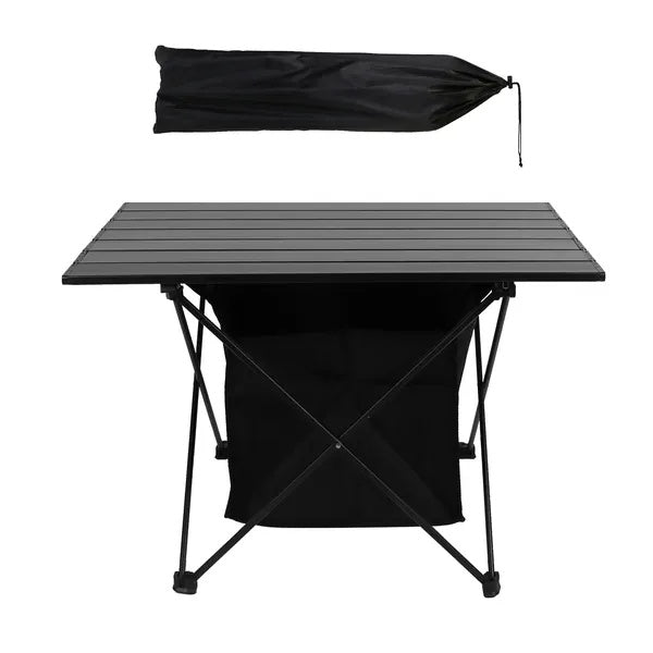 Foldable Camping Table With Storage Basket Rustproof Portable Aluminum Alloy Roll-Up Camping Table